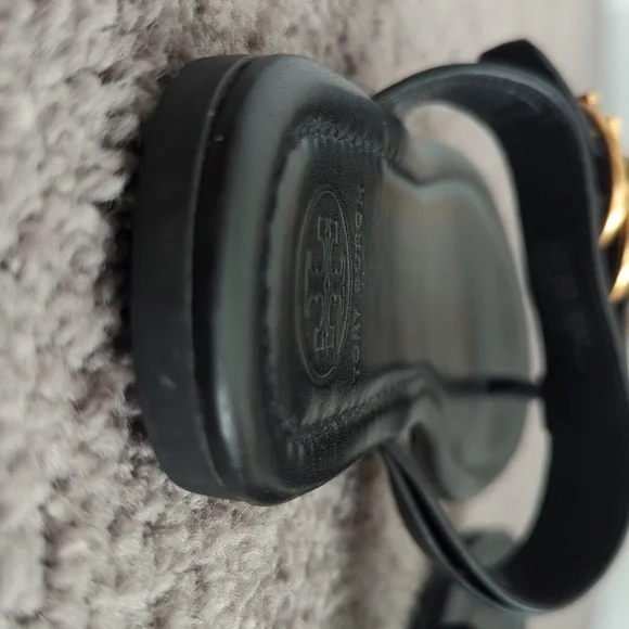 Tory Burch Black Sandals with Gold Buckle - Picture 4 of 5